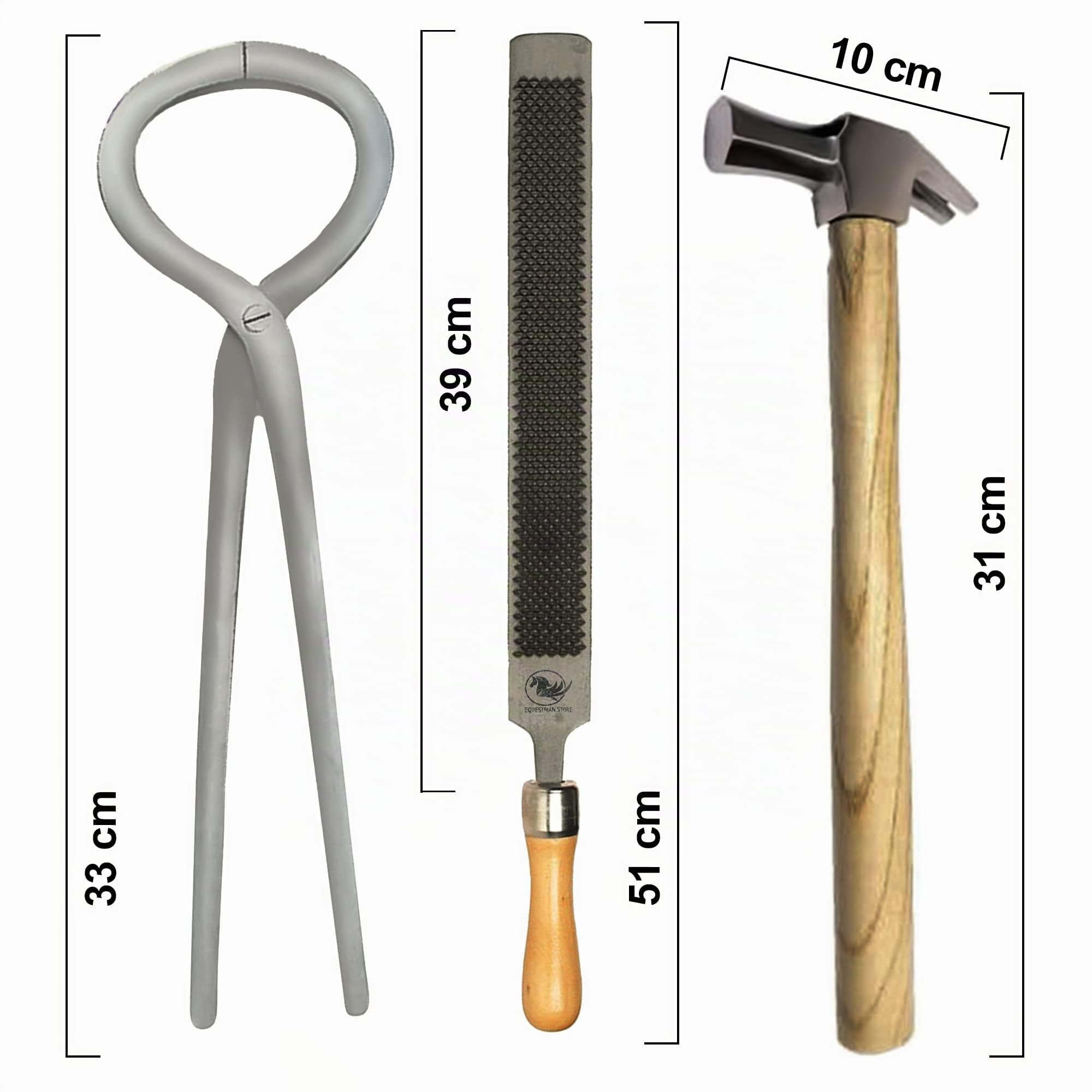 Horses Hufschmied-Werkzeug-Kit,13-teiliges professionelles Pferdehuf-Trimmer-Scheren-Werkzeug-Raspel-Hufschneider-Set Hufeisenzangen-Feile Hufschneider Hufschmied Hufzange für Pferde,Rinder,Schafe