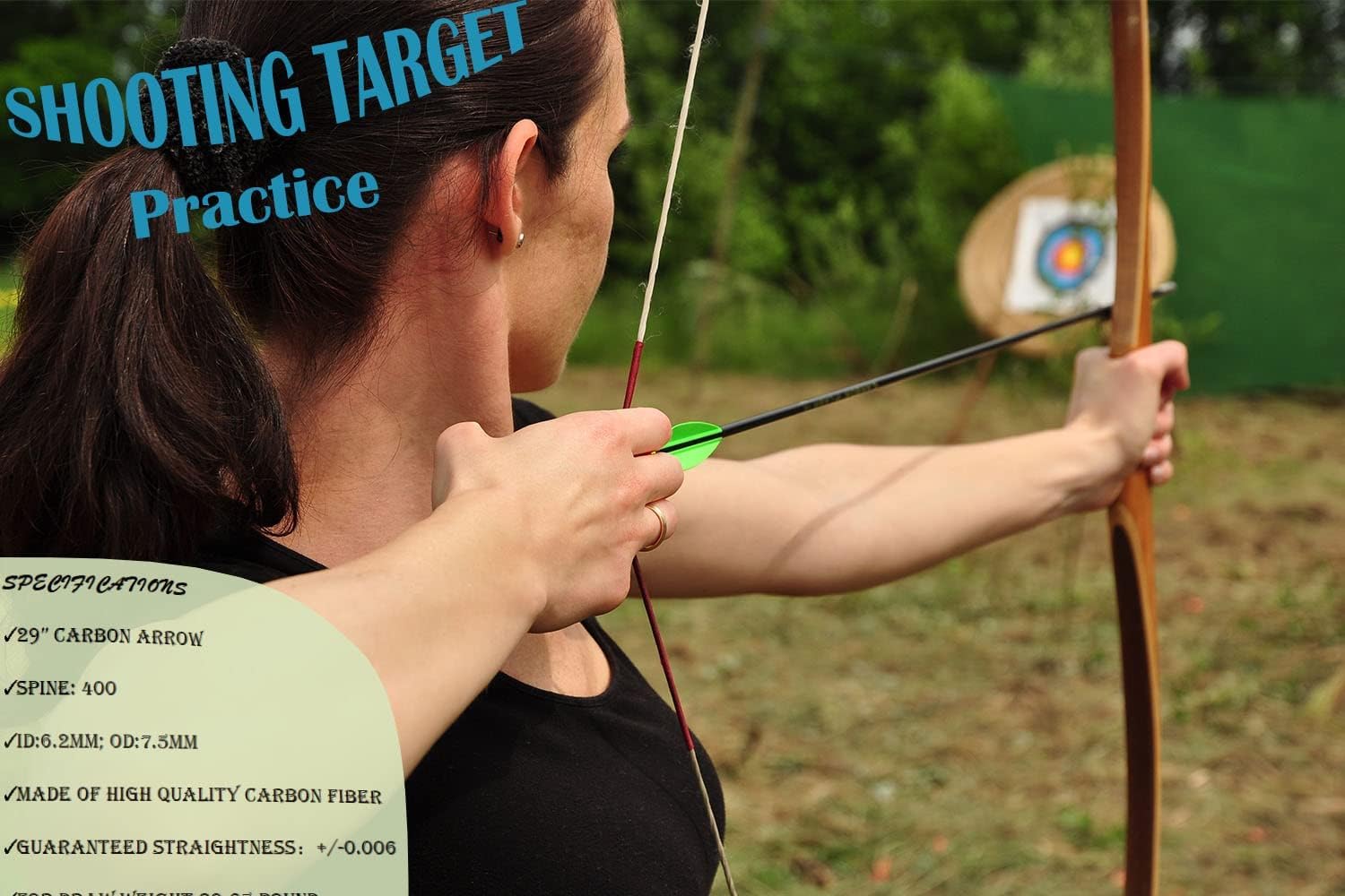 Zhao.Fu 29 Inch Carbon Arrow Practice Hunting Arrows Spine 400 with Removable Tips for Archery Compound & Recurve & Traditional Bow (12 Pcs) : Sports & Outdoors