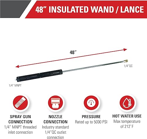 Miniatura 2 de Simpson Cleaning 80179 Varita universal para lavadora a presión aislada de 48 pulgadas roscada para uso en agua fría y caliente hasta 5000 PSI