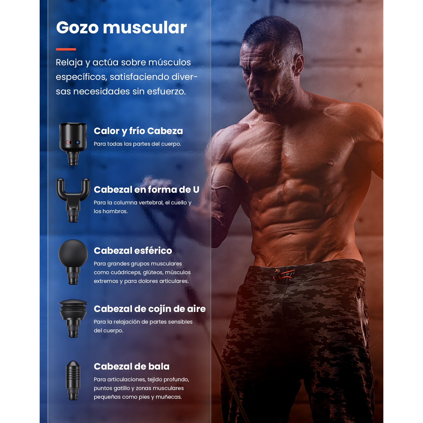 Bob and Brad C2 Pistola de Masaje con Terapia de Calor y Frío, Pistola Masajeadora de Tejido Profundo con Calor, para el Hogar, Gimnasio, Oficina, Recuperación, Alivio del Dolor y la Fatiga