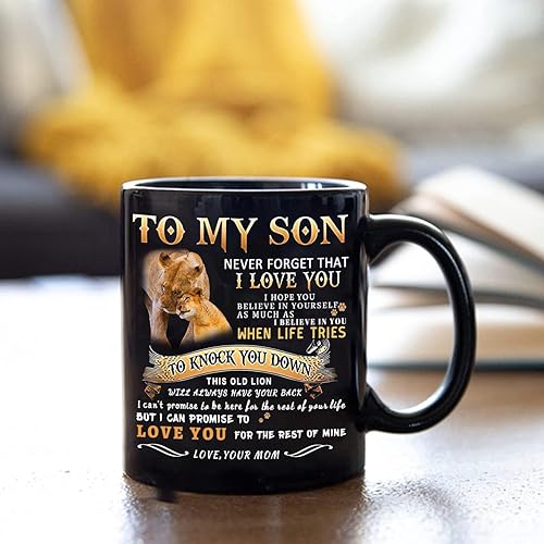 Miniatura 3 de Shqiueos Regalos de Navidad para hijo de mamá a mi hijo, taza de león, regalos de cumpleaños para hijo de parte de mamá, regalo inspirador del día