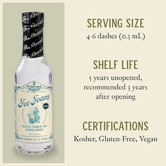 Fee Brothers Fee Foam - Cocktail Foamer and Mixer, Egg Substitute, Vegan-Friendly, Gluten Free, 5 fl oz