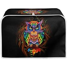 Owl Print Toaster Cover 2 Slice,Kitchen Accessories, Black Premium Toaster Cover Appliance Dust And Fingerprint Protection,M