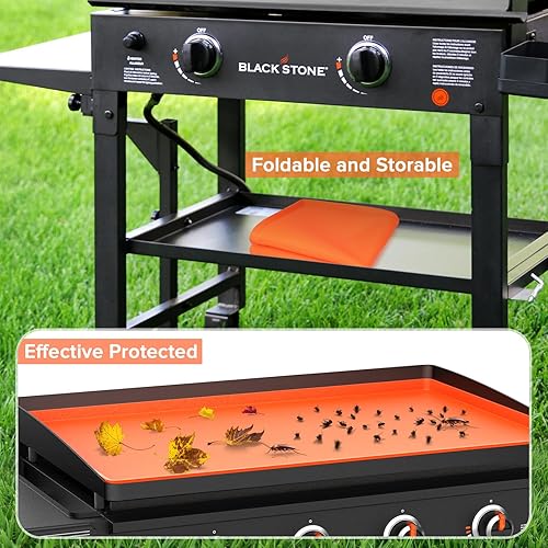 Miniatura 3 de Alfombrilla de 36 pulgadas para Blackstone, cubierta de plancha de silicona 100% de grado alimenticio con 2 esponjas para lavavajillas