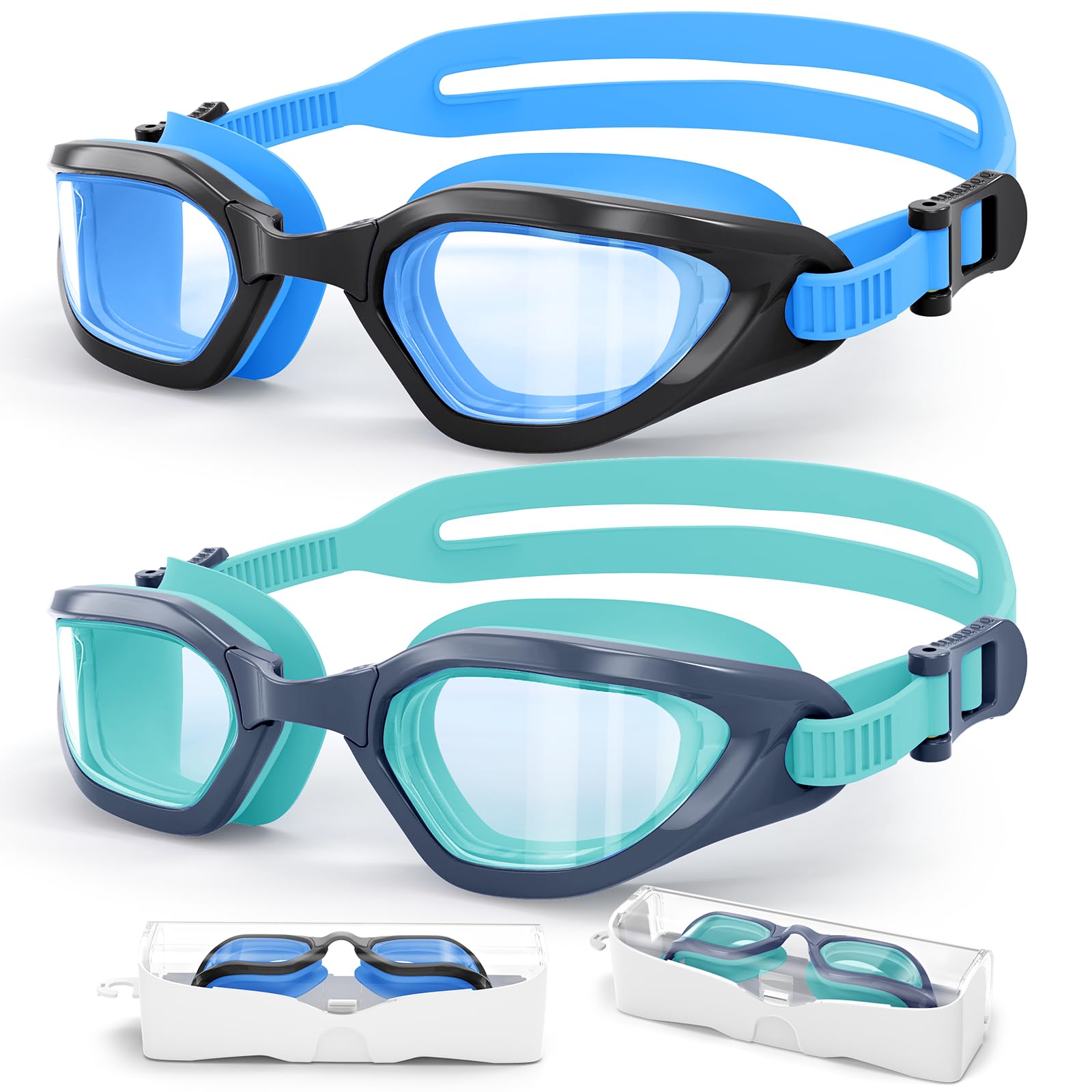 Kinder-Schwimmbrille in zweifarbigen, verstellbaren Nasenpads und weichem Silikon für auslaufsichere (6–14), klare Sicht, Anti-Beschlag und UV-Schutz