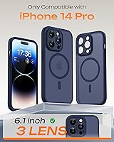 Vista 2 de TOCOL Funda magnética 3 en 1 para iPhone 14 Pro, mejorada [protección completa de cámara] con 2 protectores de pantalla, funda de grado militar