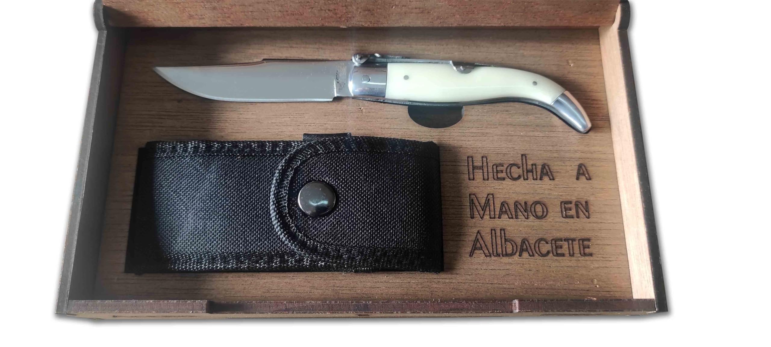 Genérico Roncero Navaja Teja Albacete MIKARTA 8,5 cm. Personalizada con tu Nombre. Beig