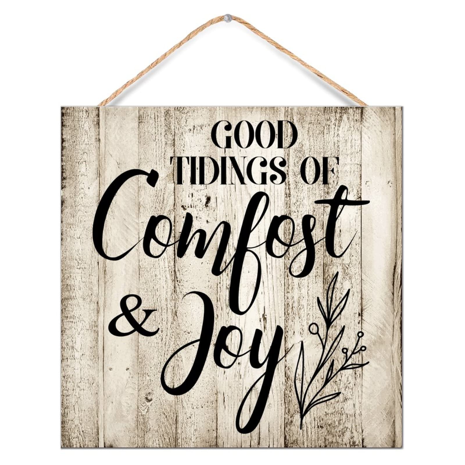 Panneau vintage en bois Good Tidings message de joie pour maison et chalet