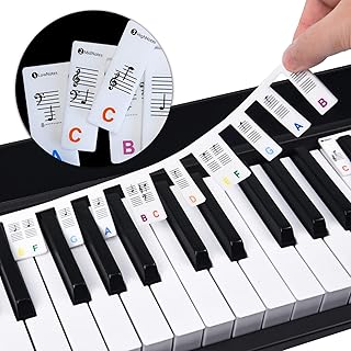 Piano Keyboard Stickers, Removable Piano Keyboard Note Labels, Piano Notes Guide for Beginner, Made of Silicone No Need Stickers, Fits Study 88-Key Full-Size Reusable Comes with Box