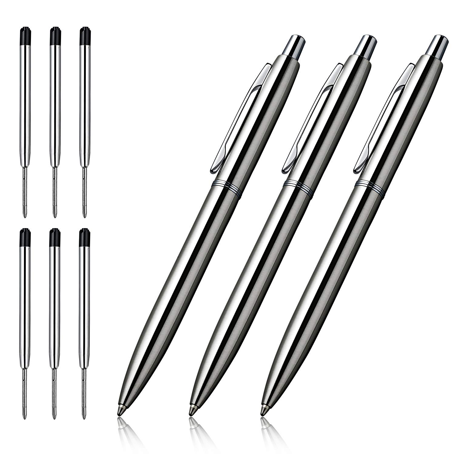 ChaoQ Ballpoint Pen, 3 Pcs Retractable Metal Ballpoint Pens, for Gift