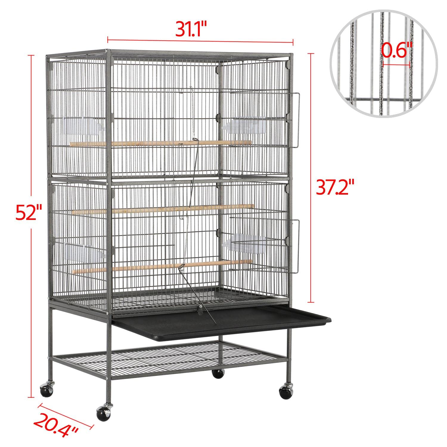 Yaheetech 52inch Wrought Iron Standing Large Flight King Bird Cage for