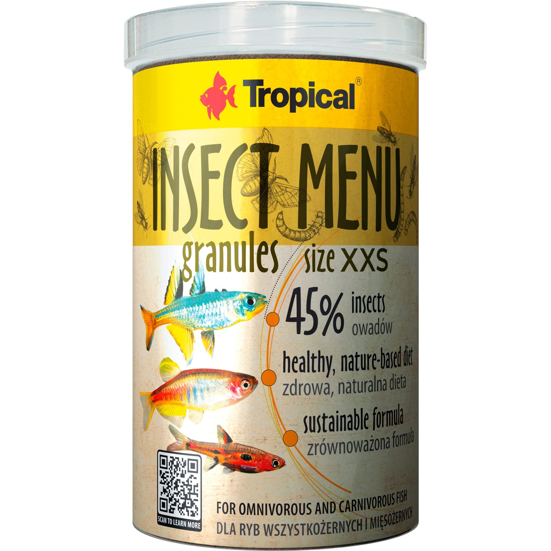 Insect Menu GRANULES Size XXS 1000ml / 640g - alimento para Peces multicomponente en Forma de pequeños granulado a Base de 3 Insectos