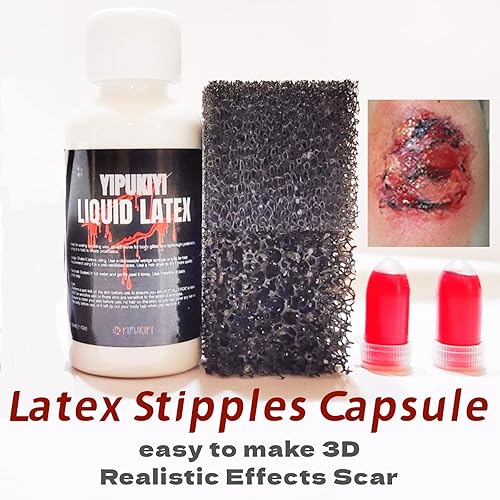 Miniatura 3 de Kit de maquillaje de sangre falsa con efectos realistas, cera de cicatrices, látex (1.1 onzas), gel de sangre coagulada (1.06 onzas), cápsula de