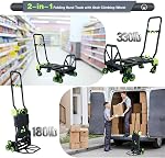 JJSMKCH 3-in-1 Folding Dolly Cart with Wheels for Stairs,330 LBS Stair Climbing Dolly Foldable with Retractable Handle,Stair Climber Hand Truck for Home,Moving,Warehouse (Green)