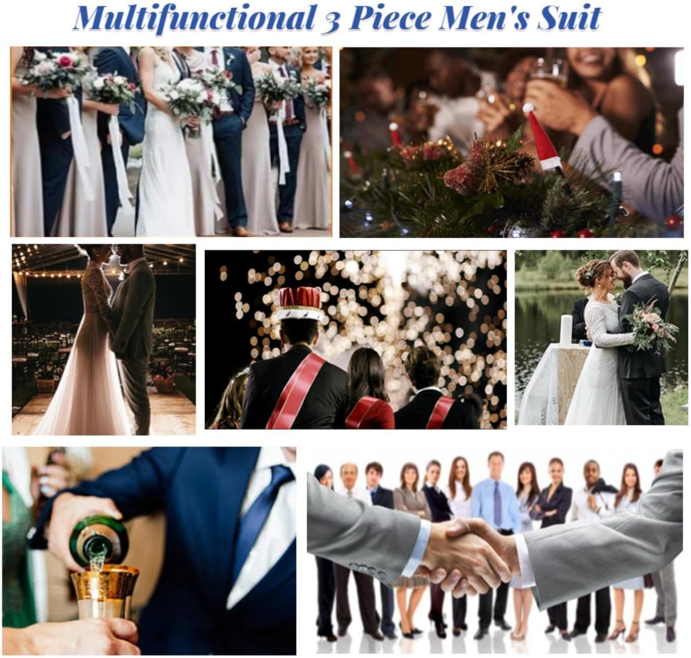 Men's Slim Fit Suits 2 Piece Double Breasted Suit Men Formal Suit Tuxedo Set for Wedding Party Dinner (Green 03) 5XL