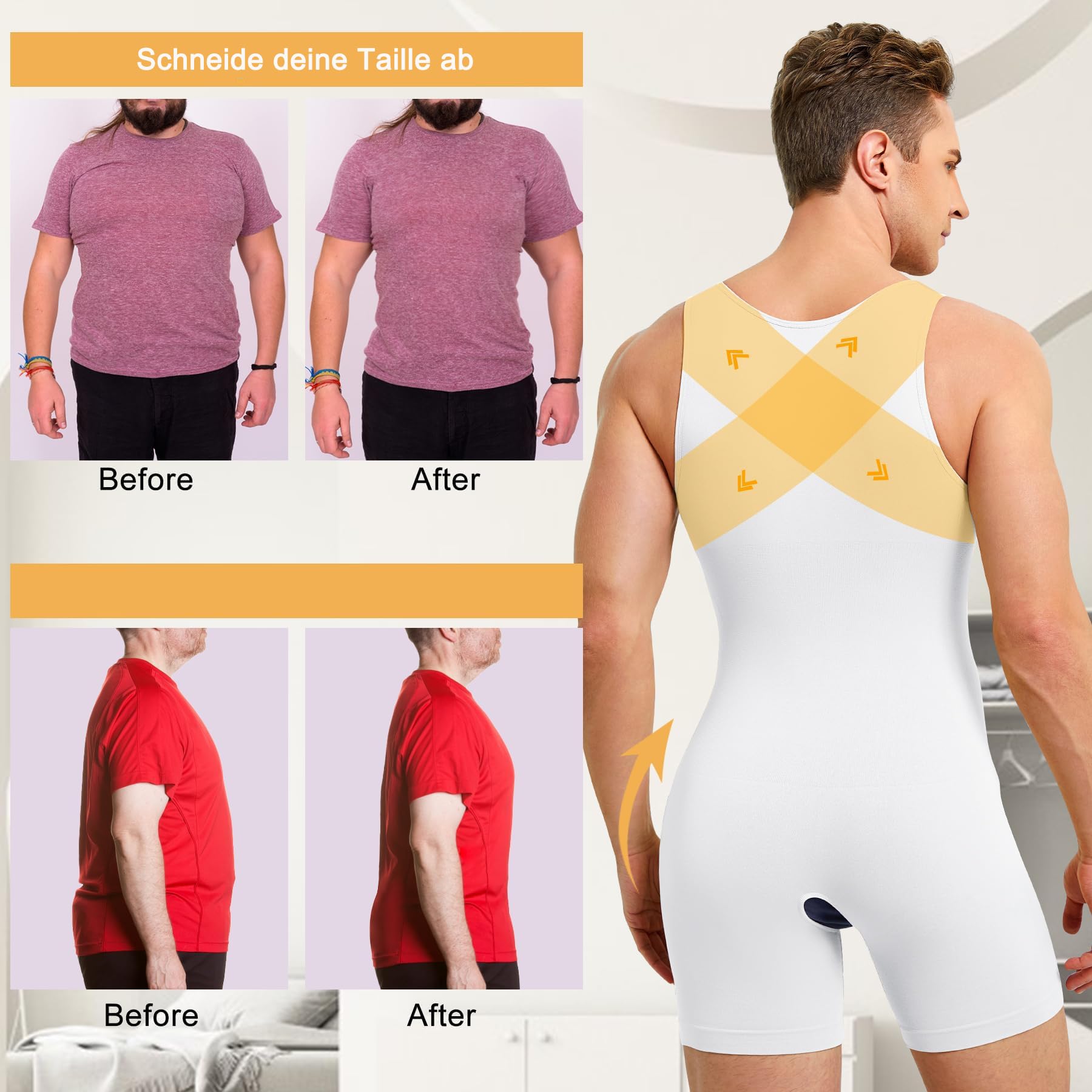 Gotoly Debardeur de Compression Gainant Homme Sculptant Full Body Shaper sans Couture Gaine Ventre Plat Maillots de Corps Amincissante