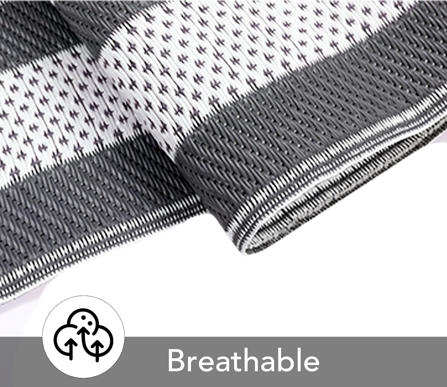 GarveeHome Modern Geometric 9x12 Waterproof Patio Rug Reversible Plastic Straw Rug for RV Porch Balcony Picnic Beach Backyard Grey/White Panel