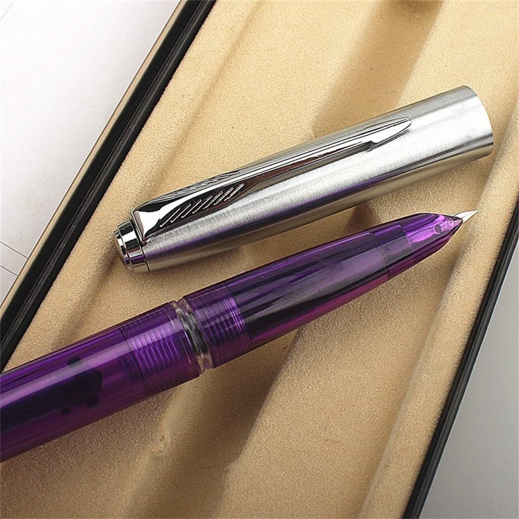 Pióro wieczne, klasyczne pióro wieczne Przezroczyste tworzywo sztuczne Artykuły papiernicze Biurowe artykuły szkolne Pióra atramentowe (kolor: argento, rozmiar: Talla �nica) (Color : Argento, Size :