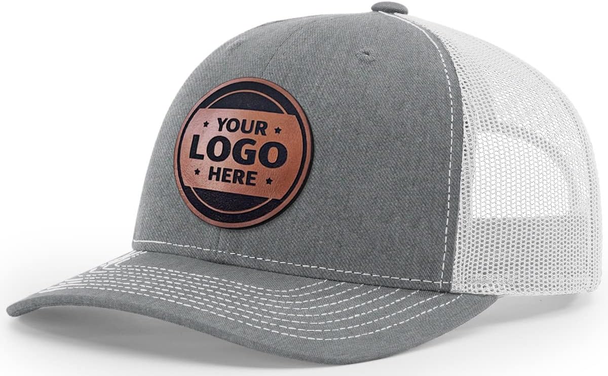 - Custom Trucker Leather Patch Hat Laser Engraved