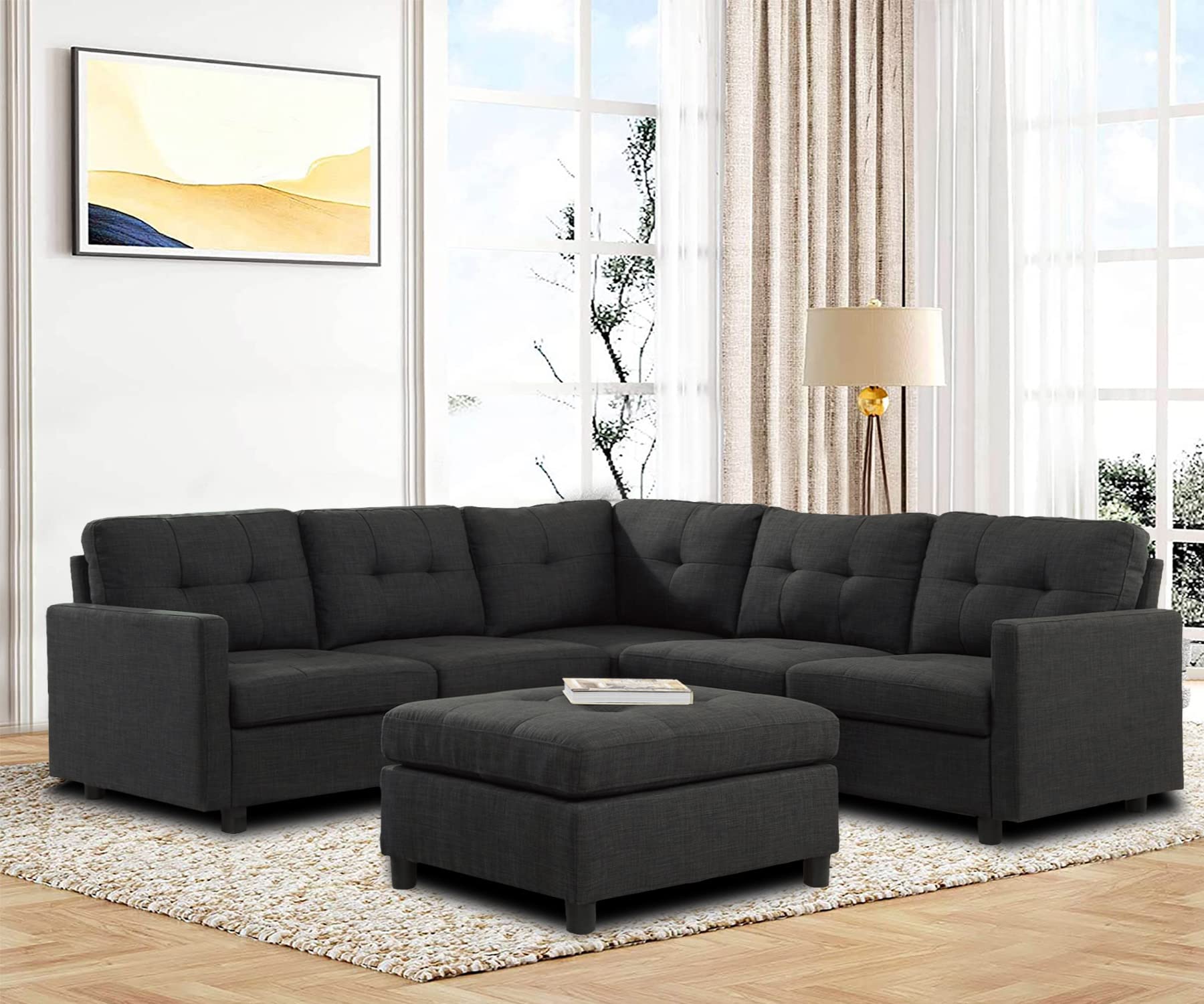 Buy Sectional Sofa Couch Living Room Sectional Ottoman Set 5 Seater