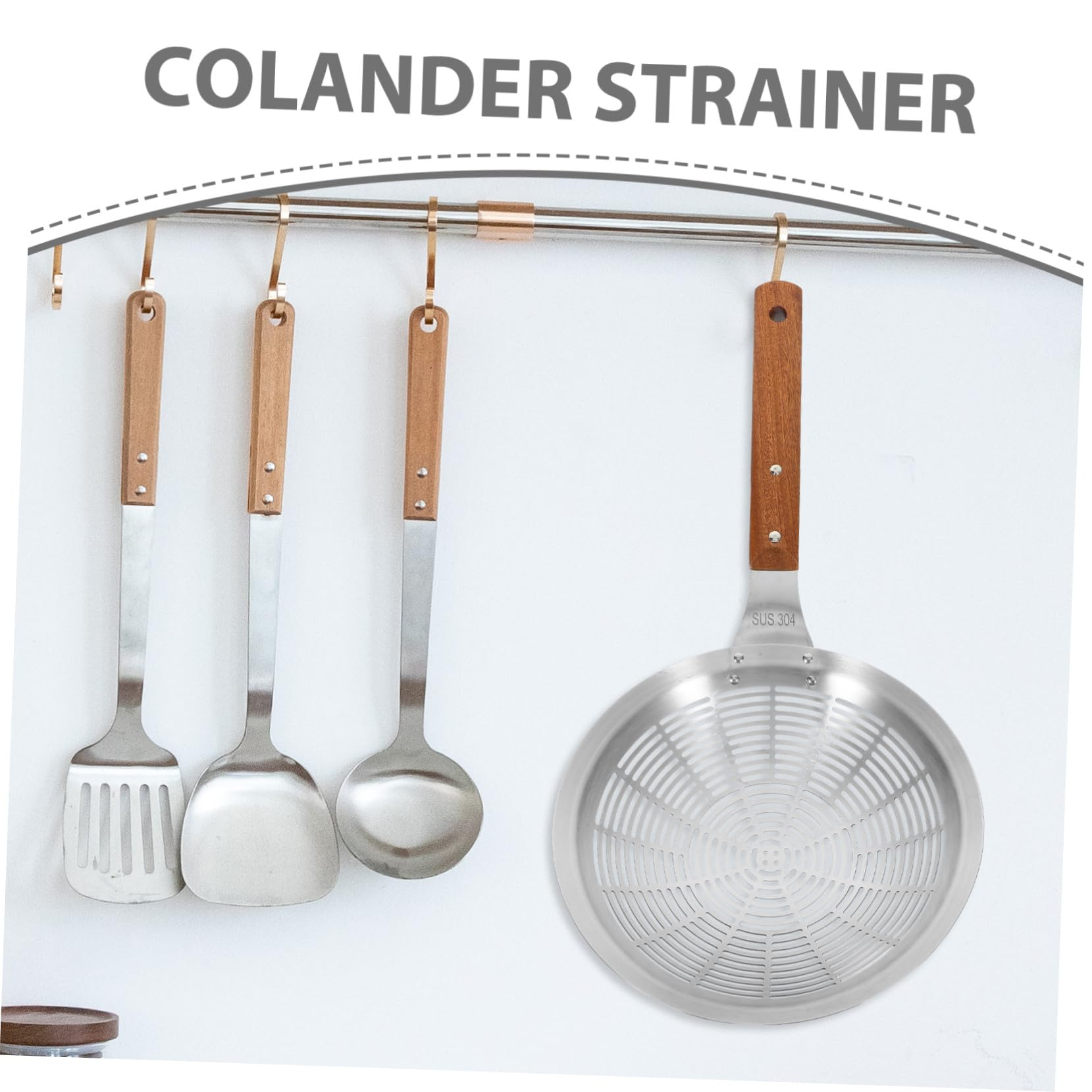 Alipis Edelstahl Skimmer Schöpfkelle Schlitzlöffel Sieblöffel mit Ergonomischem Griff Vielseitiger Küchensieb für Gemüse Pasta Pommes Robust und Langlebig Leicht zu Reinigen