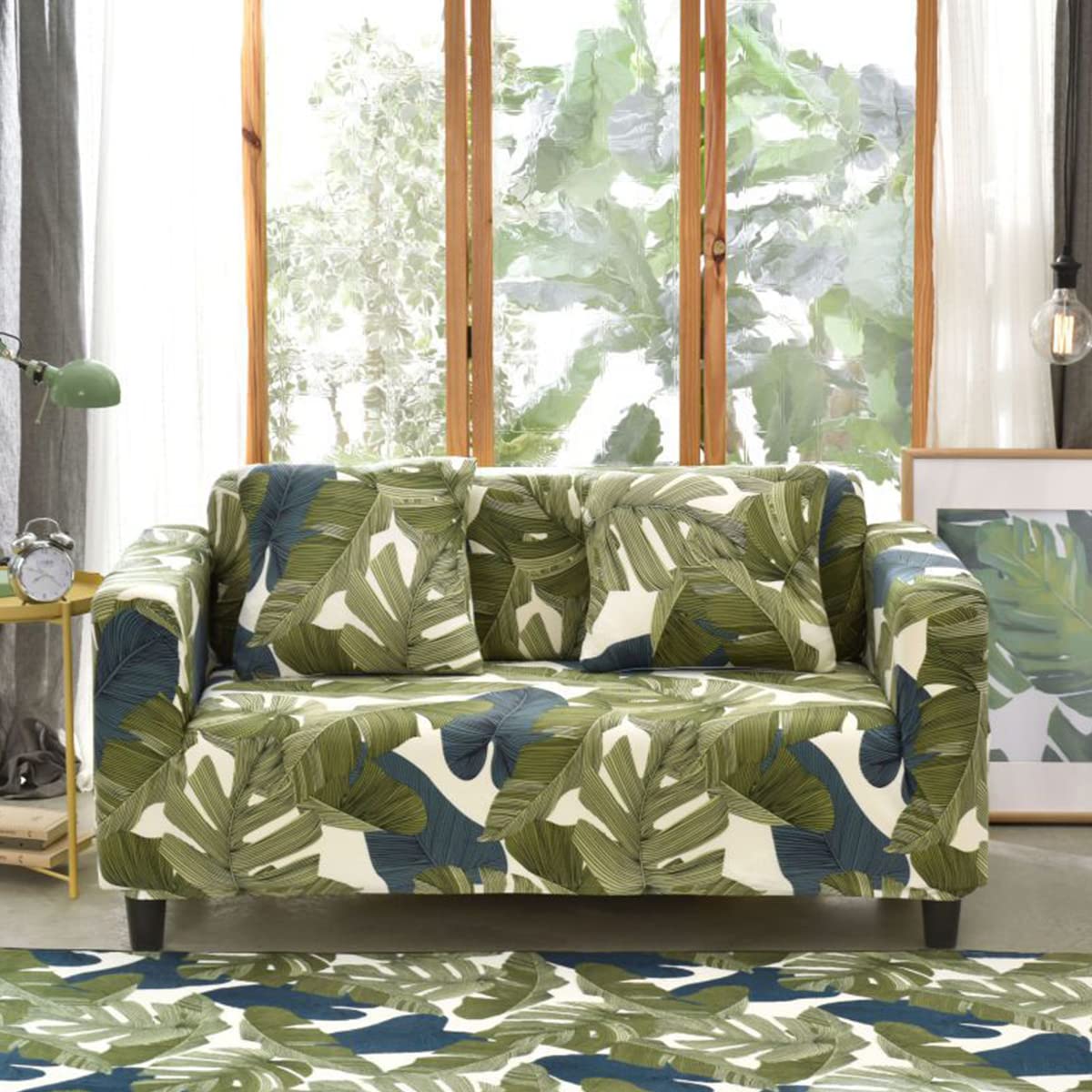 JunJiale Stretch Sofa Cover Printed Couch Covers Slipcovers for Couches Sofas Elastic Universal Furniture Protector 2 seat