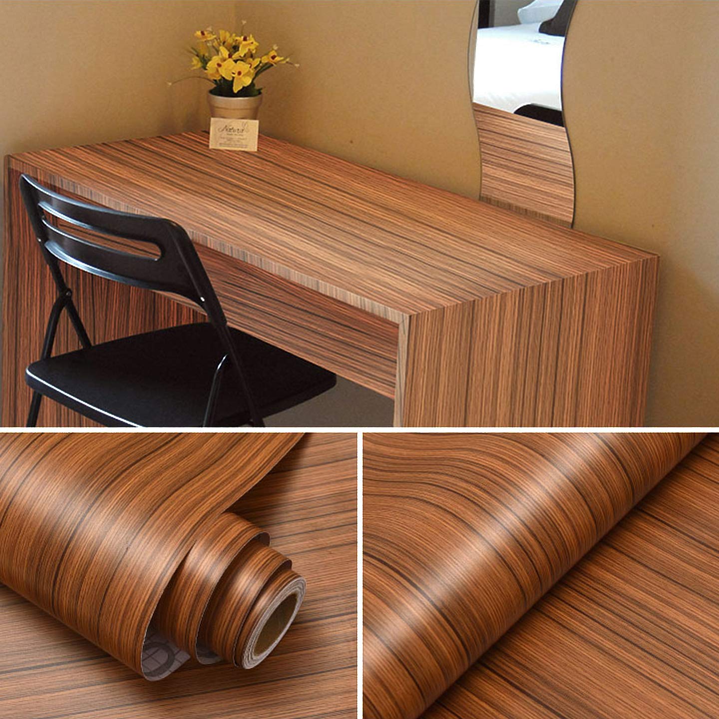 wolpin Wall Stickers Furniture Wallpaper Wood (45 X 600 Cm) Door, Diy Vinyl, Almirah, Solid Shelf Liner, Revamp Desk Table Top, Wardrobe, Kitchen Cupboard Decoration Self Adhesive, Brown (B09F6WMZ76) Amazon Price History, Amazon Price Tracker