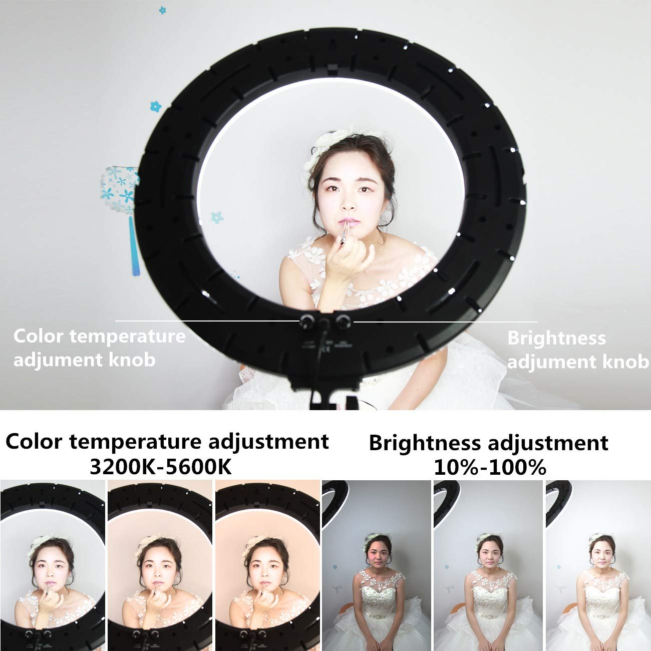 18" 60W LED Ringleuchte Licht Set Tätowierung Augenbraue Fülllicht Dimmbares Kamera-Fotografie Studiolicht Video-Licht mit Makeup Porträt YouTube Video Shooting (18 Zoll Set mit weiche Röhre)