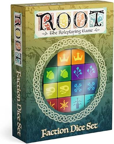 Magpie Games Root RPG, juego de dados de facción, S, rápido y fácil de aprender, lleno de juego intenso, dados para cada una de las siete fracciones