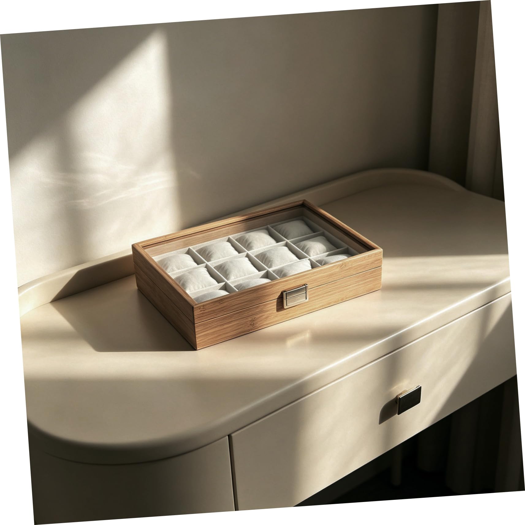 CALLARON Organizer per Gioielli in Legno con 12 Grandi Slot e 12 Cuscini Rimovibili, Elegante la Decorazione della Casa o Esposizione in Negozio