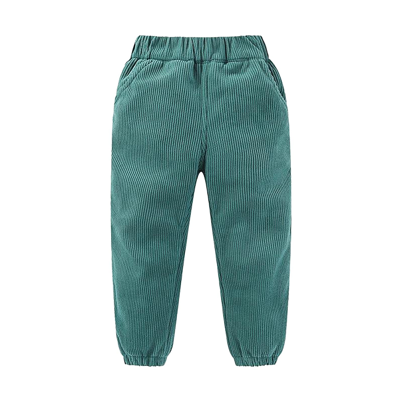 Toddler Girls Boys Fleece Lined Pants Elastic Waistband Trousers Kids Loose Fit Solid Color Bottoms with Pocket Clothes