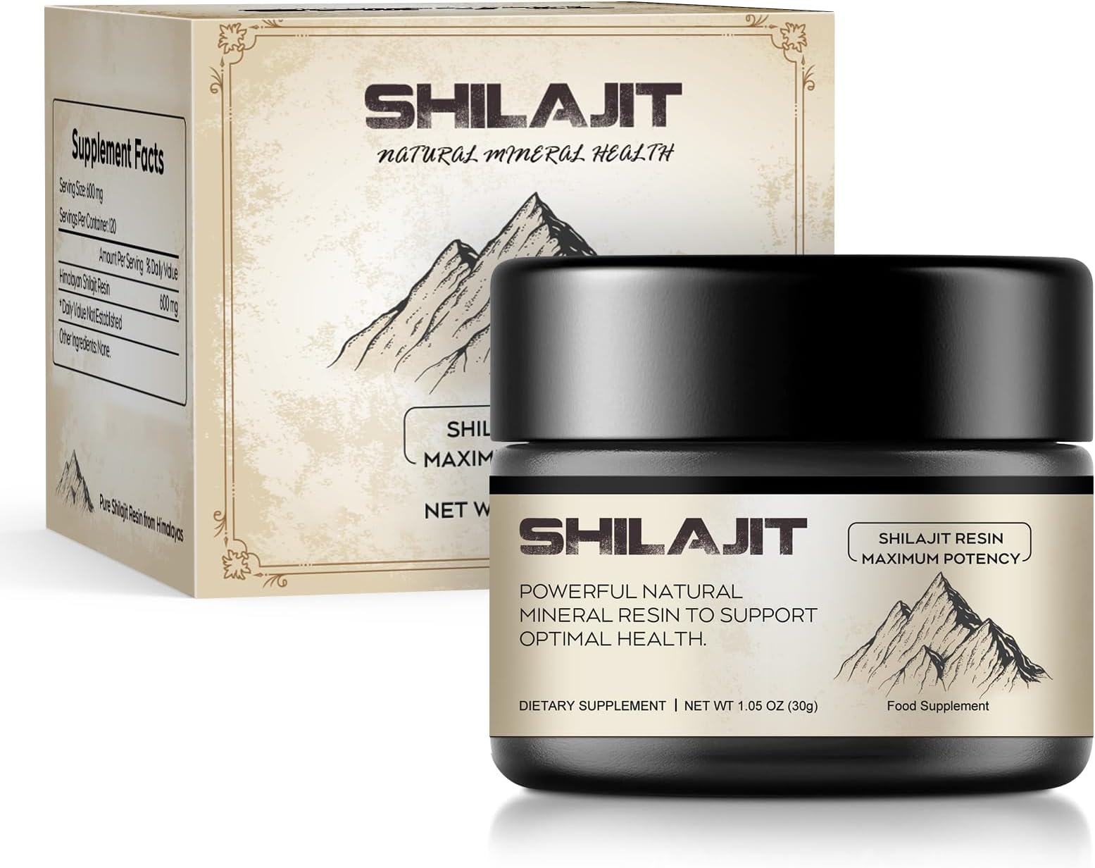 Shilajit, Berrlly Shilajit Resin 600mg Maximum Potency for Complex for Energy -30 Grams with Small Wooden Spoon (1 Box)
