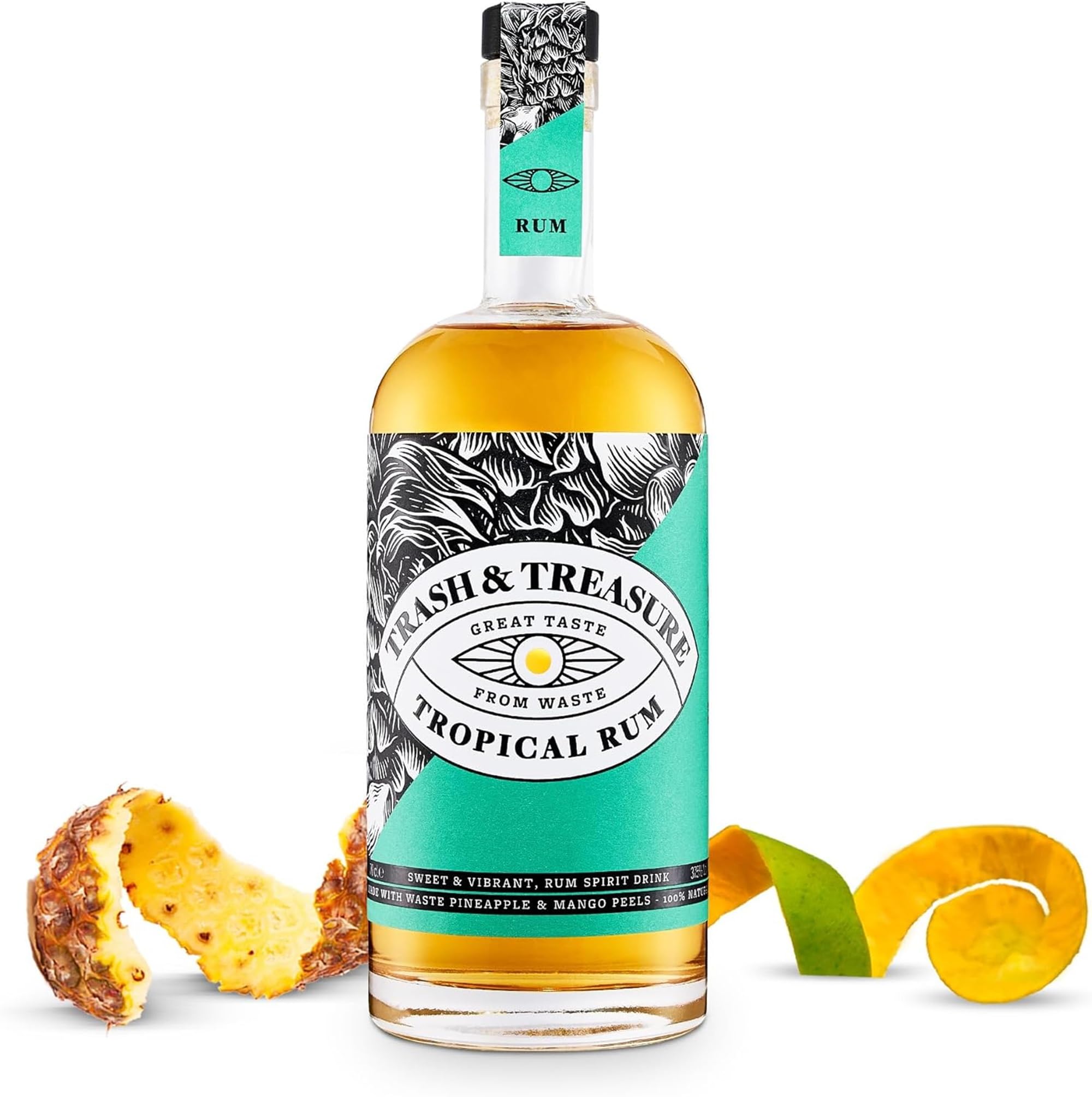Trash & Treasure Tropical Rum, Premium Rum Distilled From Waste Pineapple & Mango Peels, Vibrant Rum With Hints Of Coconut & Passion Fruit, Create Rum Based Cocktail, Planet-Friendly Rum 70cl,37.5%ABV