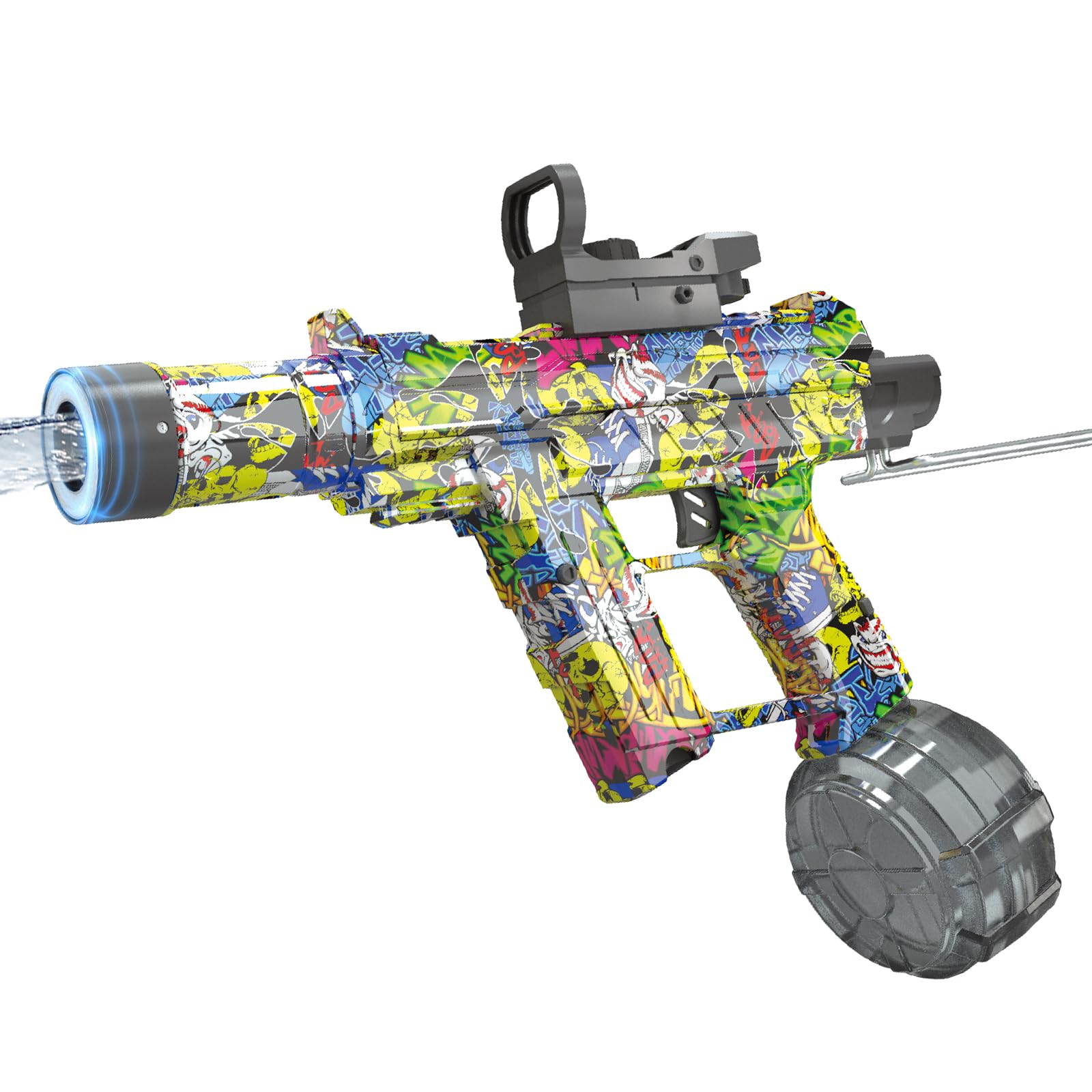 Electric Water Gun, 500ml High-Capacity Rechargeable Spray Gun with Mist & Stream Modes, 10M Shooting Range, Foldable Stock, LED Lights – Outdoor Summer Pool Beach Toy for Kids & Adults, A