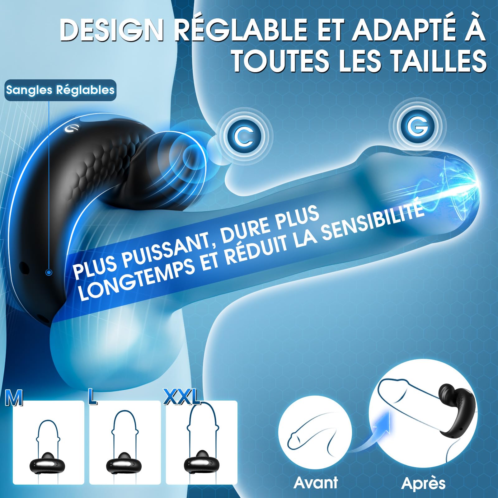 Anneaux de Pénis Vibrant Sex Toys Homme - Cock Ring Vibromasseurs Sextoy Homme avec 10 Vibrations, Anneau Penien - Anneau Homme Réglable APP Anneau Vibrant Pénis Clitoridienne Jouet Sexualité Couple