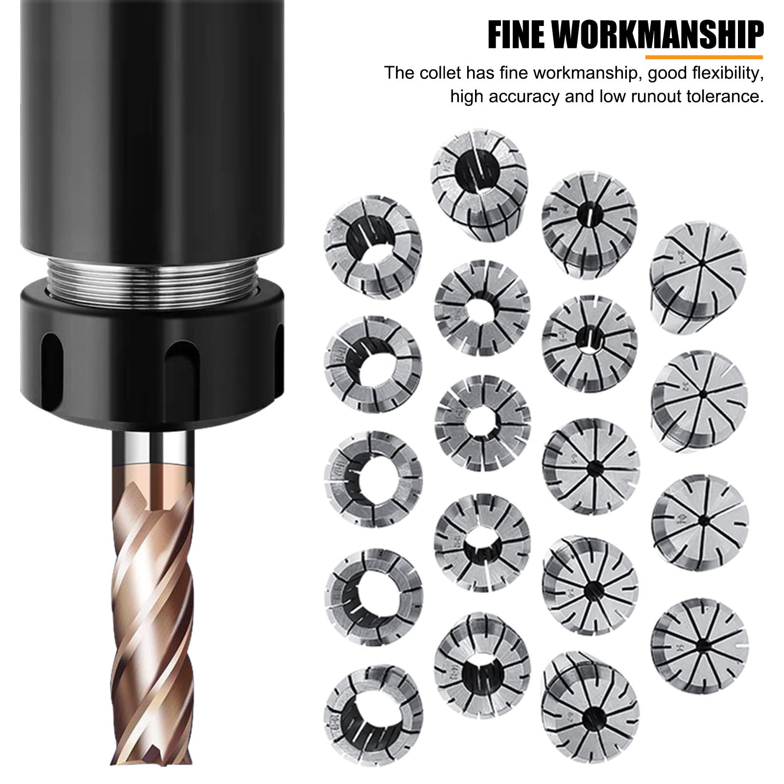 Pinza Molla Pinza Pinza, 2-20mm 19pcs ER32 Pinza a molla di precisione Set per fresatura per incisione CNC