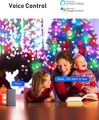 Miniatura 2 de Guirnalda de luces inteligentes de Navidad, 33 pies, 100 luces LED que cambian de color, funciona con Alexa Google Home, WiFi arco iris, luz de