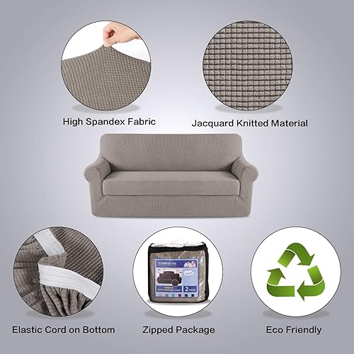 Miniatura 5 de H.VERSAILTEX - Fundas elásticas para sofá - 2 piezas para sofá de tres plazas - Fundas de sofá - Fundas para muebles (funda base y funda para