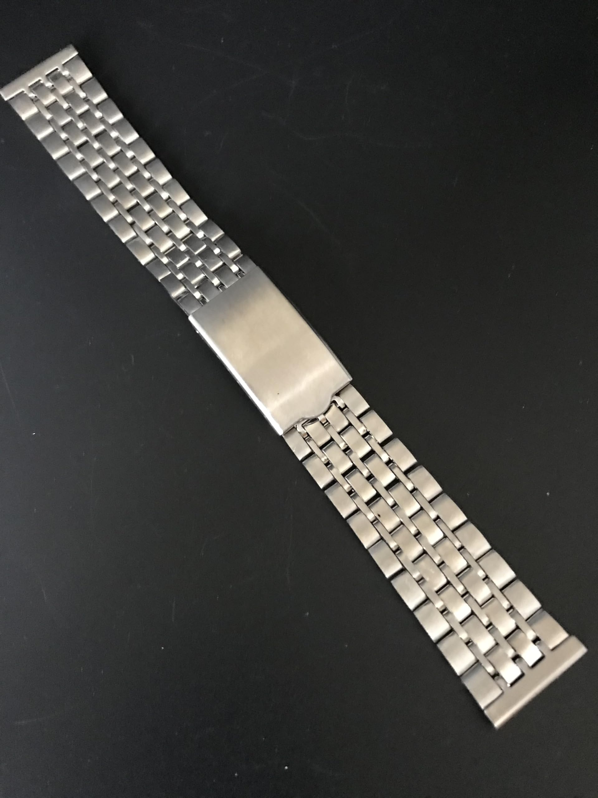 Bracelet de Montre en Acier Inoxydable Réglable 19 mm pour homme compatible avec Beads of Rice New Old Stock 1960 1970 - Bande Vintage Original Métallisé - Strap Bracelet Rétro