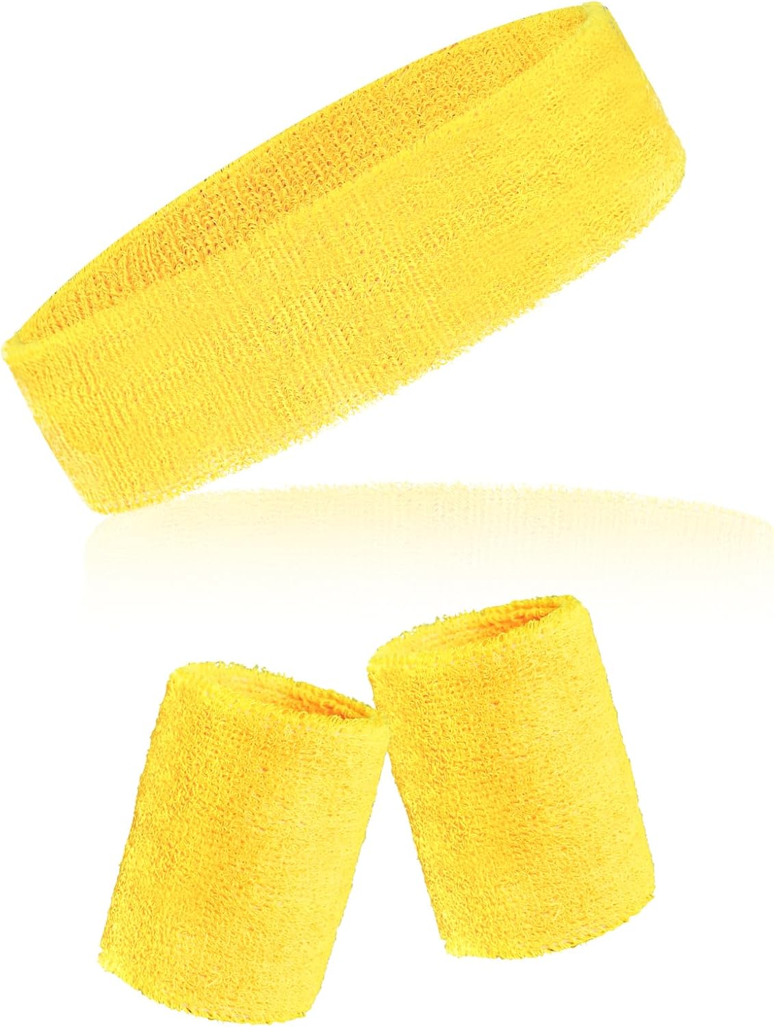 Sucrain 3 Pieces Sweatbands Set, 1 Pieces Sports Headband and 2 Pieces Wristbands, Wicking Sweat Head Band for Men Women Outfit Sport