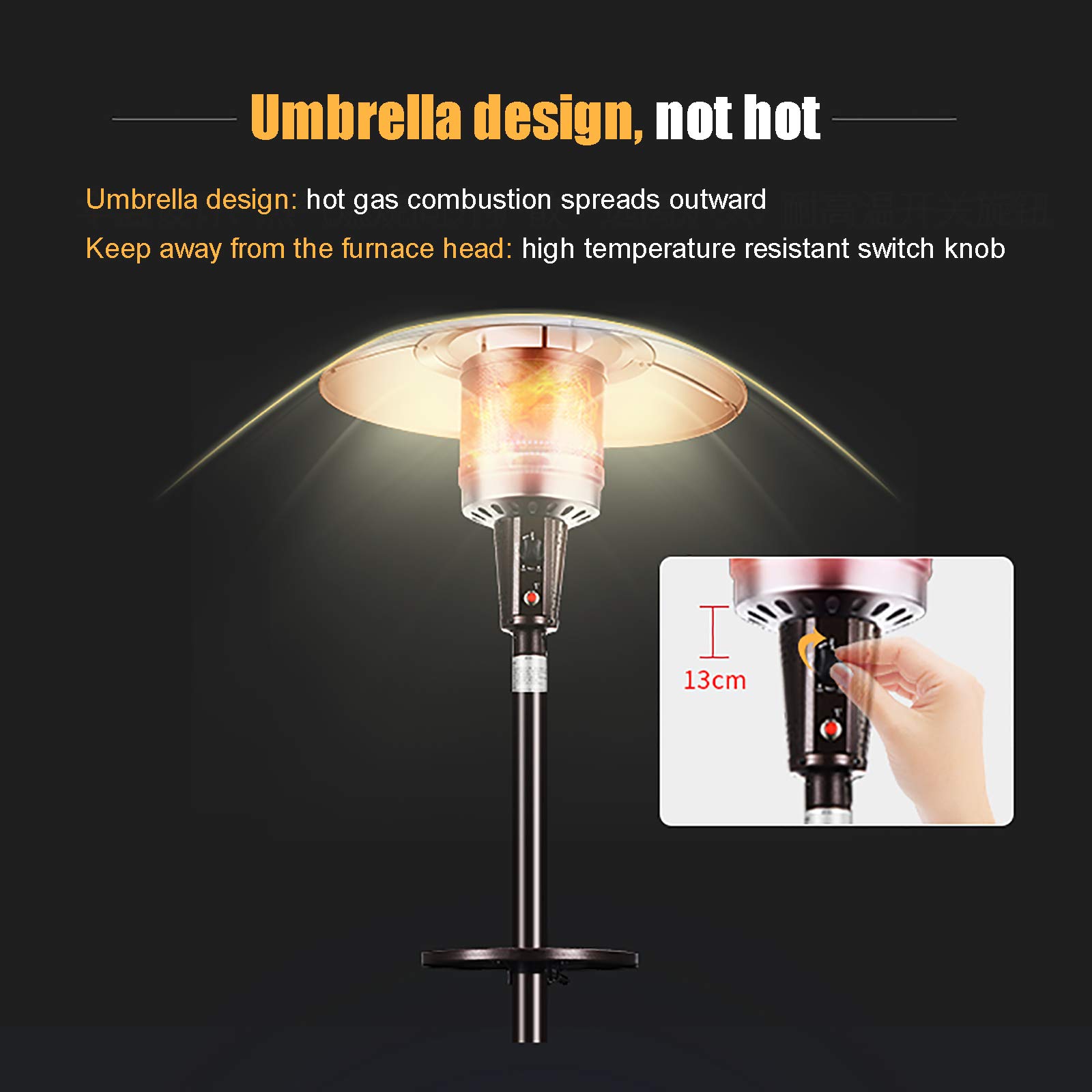 fungo riscaldante per esterno Riscaldatore Da Esterno Per Patio, Stufa A Gas Propano Da Pavimento In Acciaio Inossidabile Con Ruote Da 223 Cm / 87 Pollici Di Altezza 45000 BTU Per Cortile Commercial