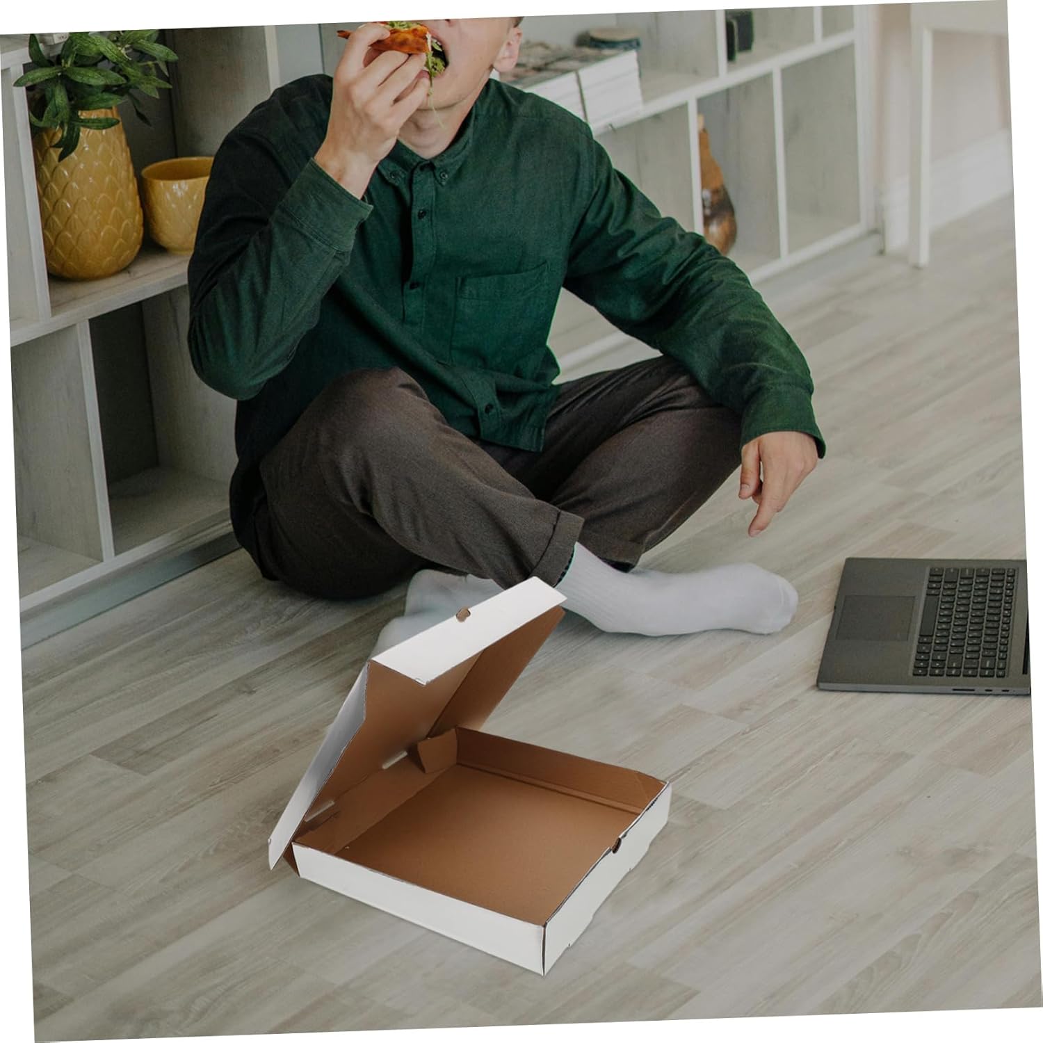 Veemoon 10pcs Corrugated Pizza Boxes Bulk Pizza Slice Boxes Lids Takeout Containers for Restaurant Supply