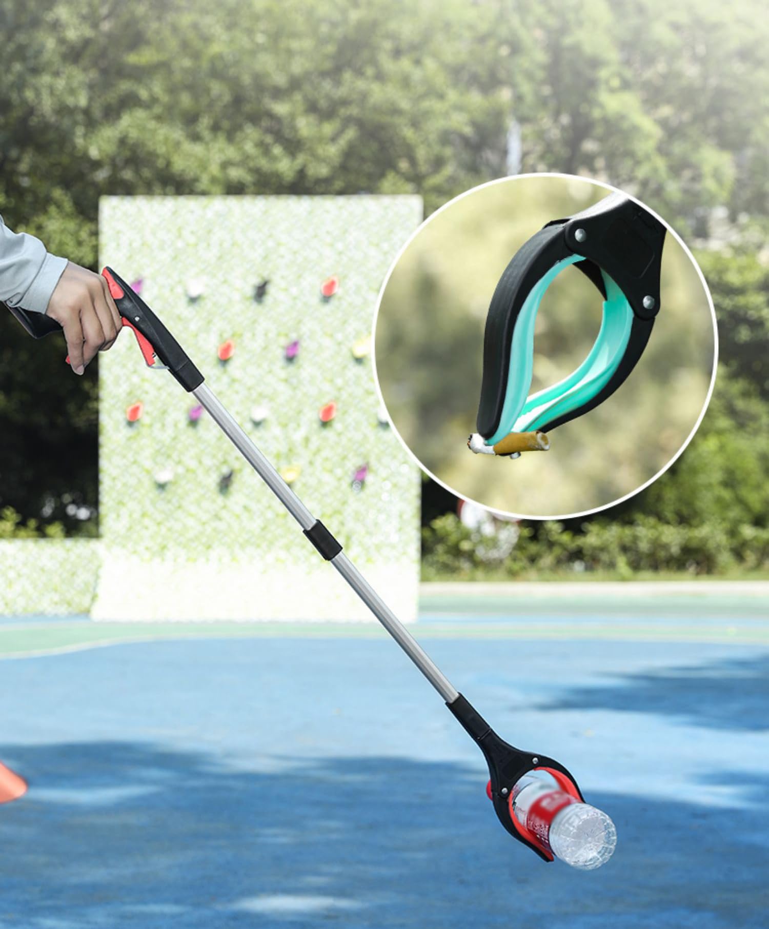 YOUEON 3 Stück Faltbare Greifzange für Ältere, 80 cm Greifzange, Handliche Müllklaue, Greifhilfe zum Aufsammeln von Müll, Gartenzange, Müllsammler, 3 Farben