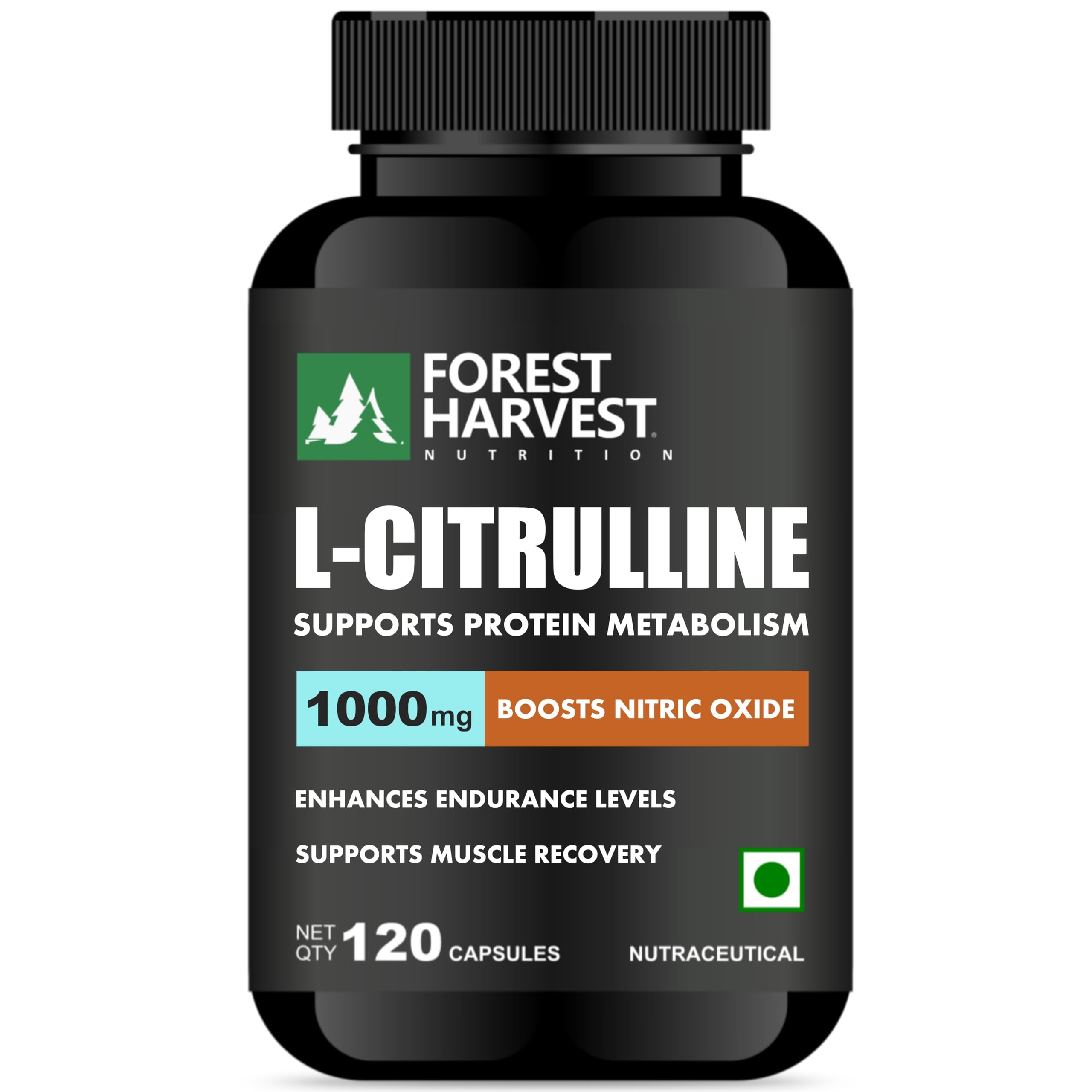 Forest Harvest L-Citrulline | 120 Veg Capsules | 1000 mg per Serving | WHO-GMP, HACCP & ISO Certified-image-47