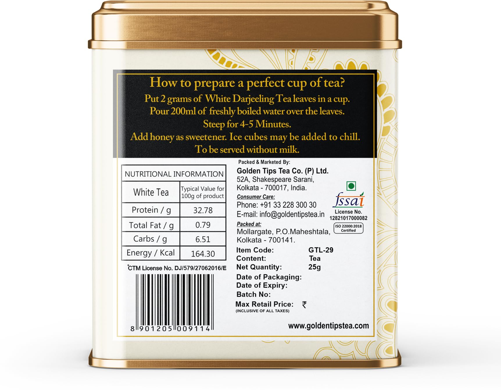 Golden Tips White Exotica Tea Loose Leaves Tin can (25 Gram, 12 cups) - Image 3 thumbnail