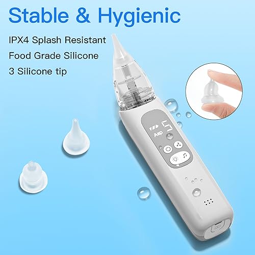 Miniatura 11 de Aspirador nasal para bebé, succión nasal eléctrica con 5 niveles de succión, luz calmante y rimas de guardería (verde)