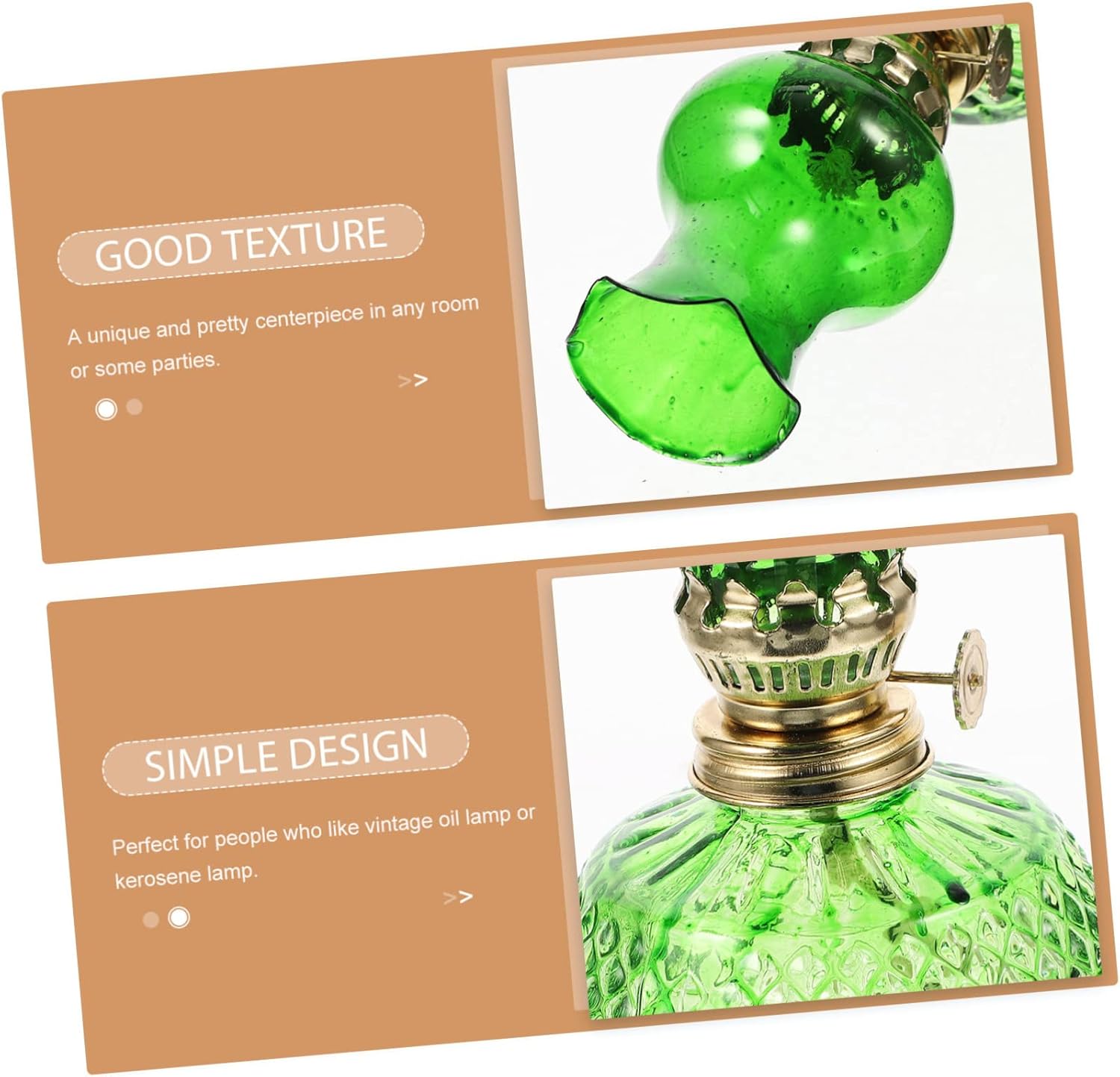 Ciieeo Vintage Green Glass Kerosene Lamp Wick Oil Lamp Burner Burners for Indoor Decorative Use Retro Style for Home Centerpiece and Outdoor Camping