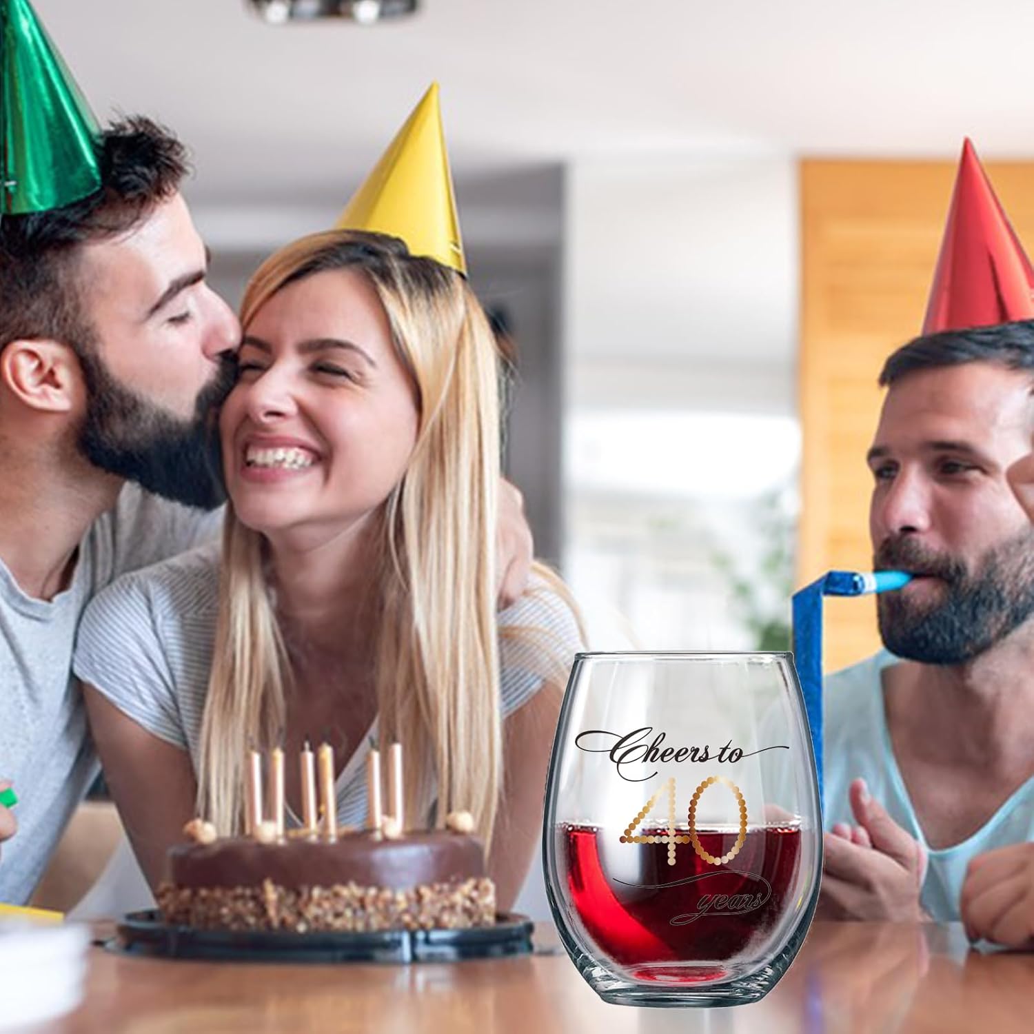 BRT Bearingshui 40th Birthday Gifts for Men Women, 15 oz Birthday Wine Glass Present Anniversary Glasses, 40 Years Old Birthday Party Wedding Anniversary Decorations - Image 5