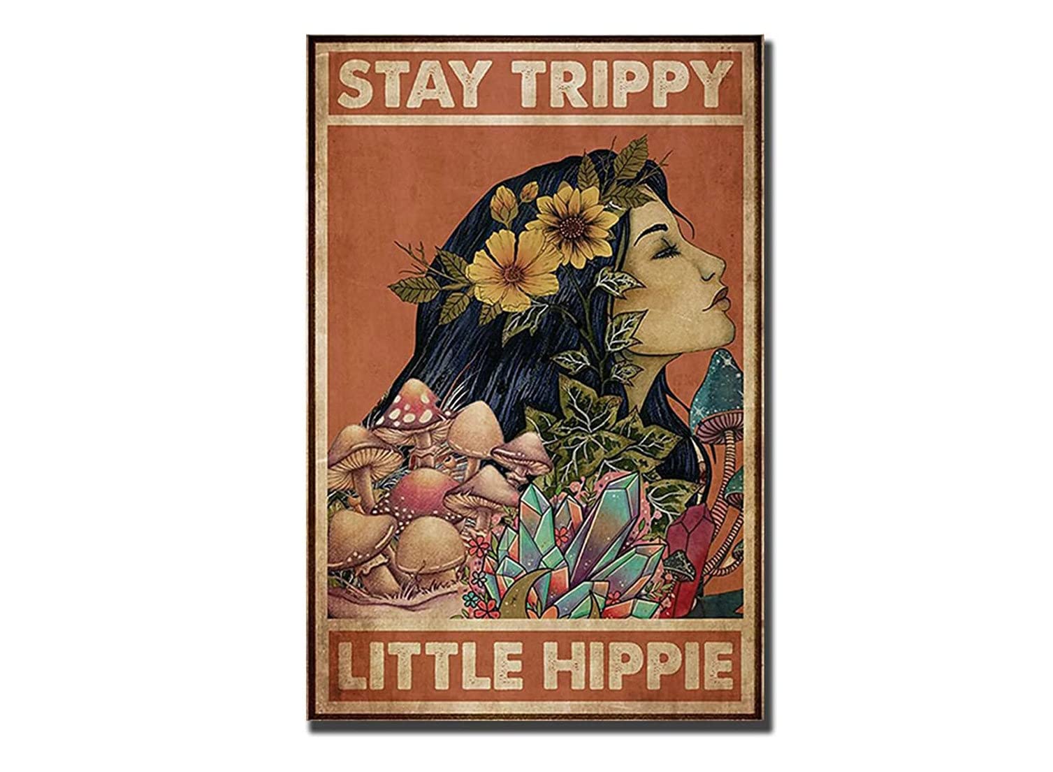 Stay Trippy Little Hippie Mother Earth Retro Metal Sign Vintage Aluminum Tin Sign Decor for Kitchen Home Cafe Wall Art 8x12 Inch