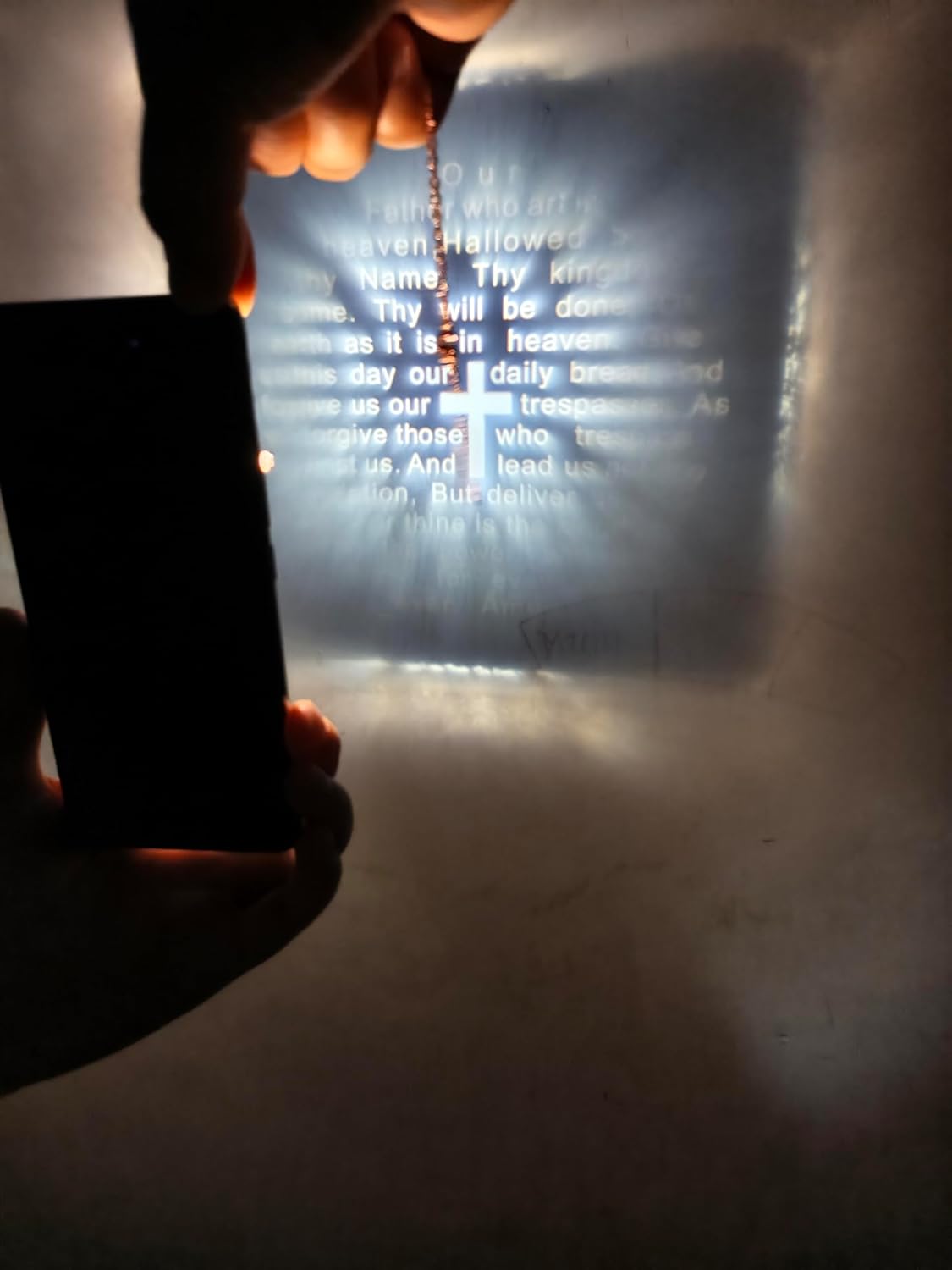 Personalized Cross Projection Necklace Men's Stainless Steel Cross Pendant Micro Engraved Lord's Prayer Pendant Necklace Bible Verse Necklace Christian Jewelry for Men Women - Image 4